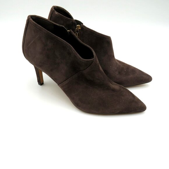 Vince Camuto Booties Womens Size 8,5 Brown Suede Pointed Toe Ankle Side Zi - Picture 1 of 8